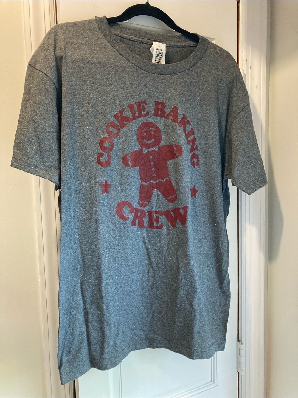 Cookie Baking Crew Graphic Tee - Gray with Red Print